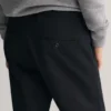 Solid Cotton Blend Slim Fit Men's Casual Wear Black Trousers