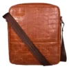Animal Print Pure Leather Zipper Closure Men's Sling Bag